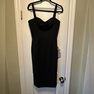 Dress the Population Black Sheath Midi Dress Sweetheart Neckline